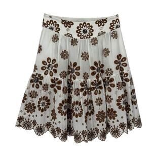 Michelle Farmer Eyelet Full Skirt Size 4 Lightweight Beach Resort Swing White